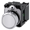 Siemens Pushbutton, white, flat, screw terminal, 22 mm
