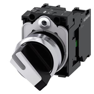 Siemens Illuminable selector switch, metal, white, 2 position, 22mm