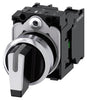 Siemens Selector switch, illuminable, round, white, 3-pos, 22mm