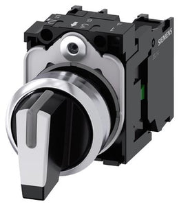 Siemens Selector switch, illuminable, round, white, 3-pos, 22mm
