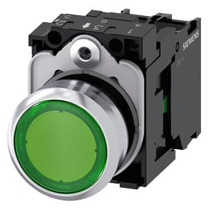 Siemens Illuminated pushbutton, 22 mm, green, LED 24V AC/DC Siemens