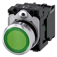 Siemens Illuminated pushbutton, 22 mm, green, LED 24V AC/DC