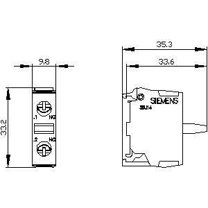 Siemens Contact module for front plate mounting, screw-type, 1NC