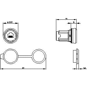 Siemens RJ45 Connection, plastic, black, 22mm