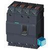 Siemens Sentron Molded case circuit breaker, 4-pole, Din rail, 25kA, 100A