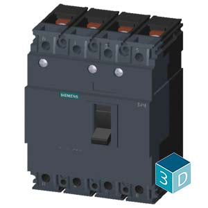 Siemens MCCB, frame size 100, 4-pole, 63A, 16kA