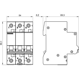 Siemens Miniature circuit breaker, 3pole, 400V, 6kA, 16A