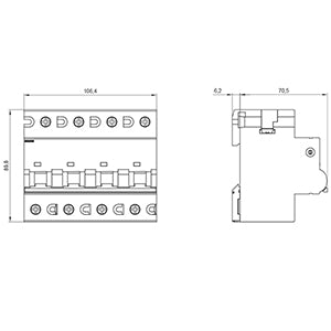 Siemens Miniature circuit breaker, 4-pole, 400V, 10kA, 100A