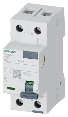 Siemens Residual current operated circuit breaker, 2-pole, 230V, 16A