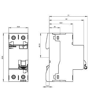 Siemens RCCB, 2-pole, 230VAC, 30mA, 25A