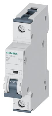 Siemens Circuit breaker, 1-pole, D-curve, 3A, 10kA