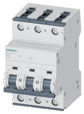 Siemens Miniature circuit breaker, C-curve, 3-pole, 400V, 32A