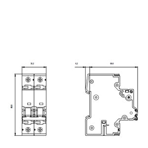 Siemens Miniature circuit breaker, 2-pole, 400V, 6kA, 6A