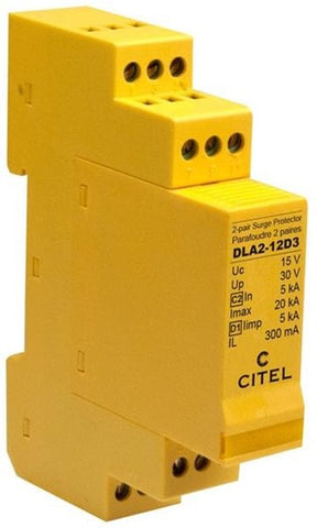 Citel DLA2-12D3 SPD, data, 2-pair, Din rail, plug-in, 12V, 5kA