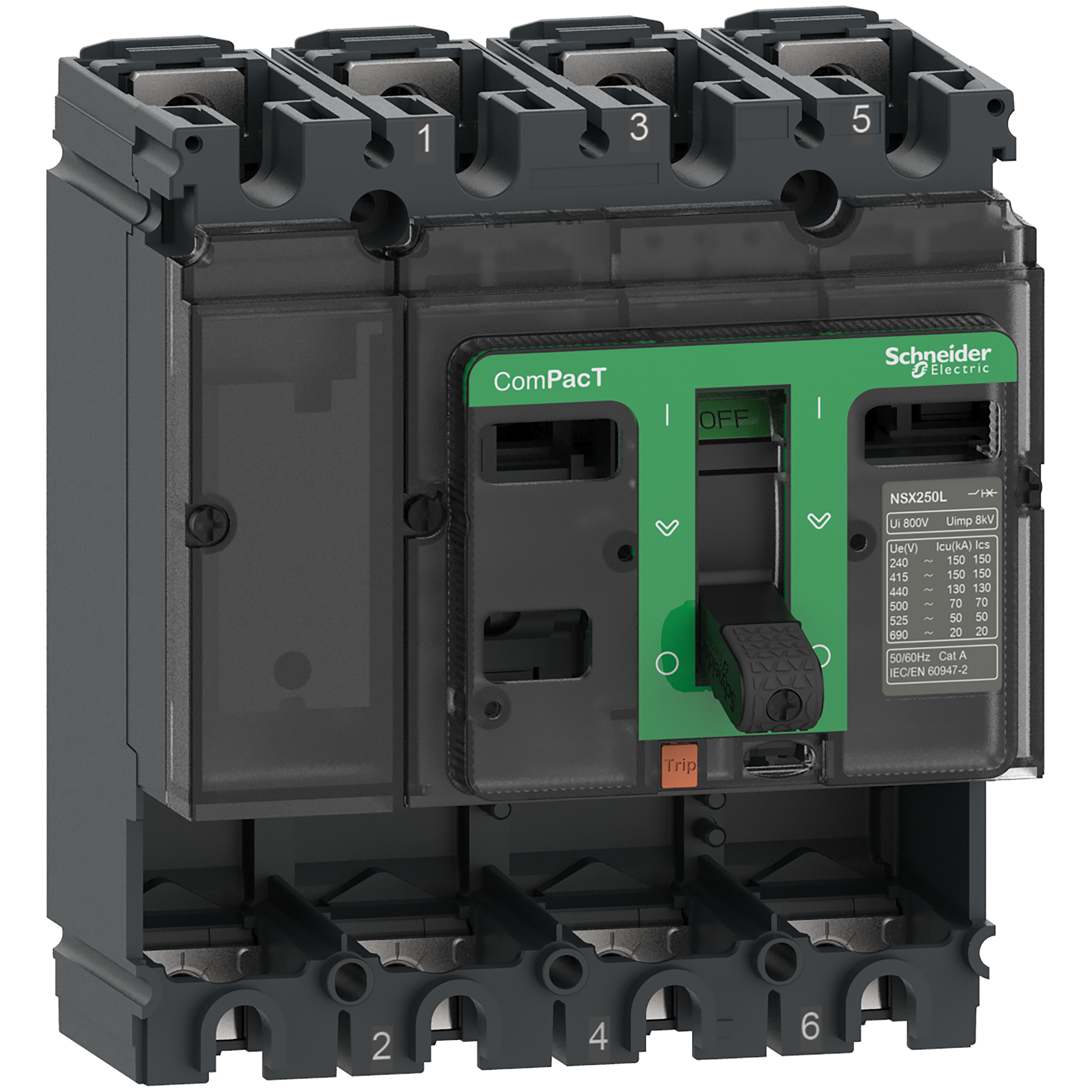 Schneider Circuit breaker, TMD trip unit, 25kA @ 415VAC, 3-pole, 250A