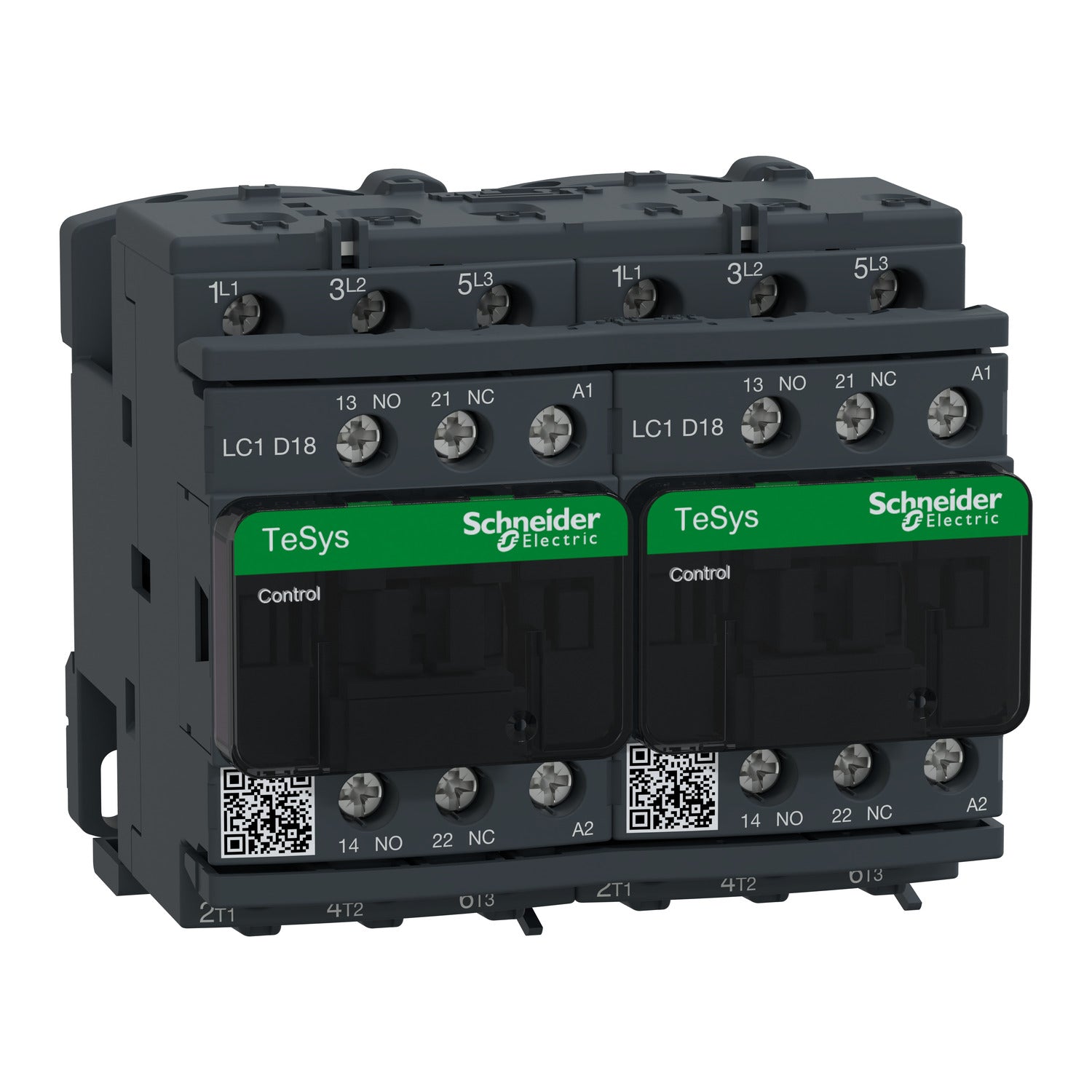 Schneider Reversing contactor, 3NO, 3-pole, 110VAC coil, 18A
