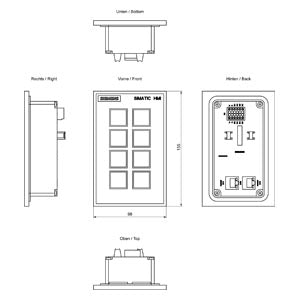 Siemens Key panel, 8 short-stroke switches, multi-colored LED