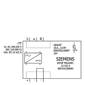 Siemens Sitop PSU100C Stabilized power supply, 12VDC, 2A