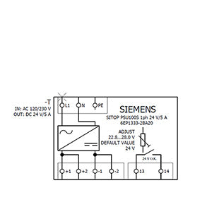 Siemens Sitop PSU100S Stabilized power supply, 24VDC, 5A