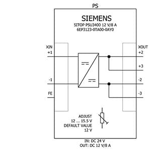Siemens Sitop PSU3400 Stabilized power supply, 12VDC, 8A