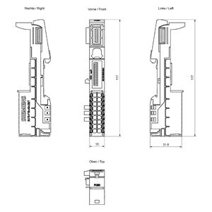 Siemens Simatic ET 200SP, Base unit, push-in terminals, bridged to left