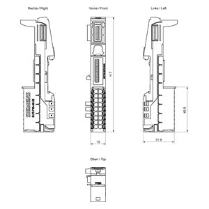 Siemens Simatic ET 200SP Base unit, Siemens Base unit, U15-P16+A0+2B, BU type A0