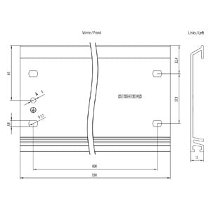 Siemens Simatic S7-300, mounting rail, length 830mm