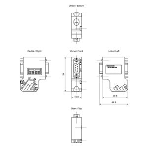 Siemens Connection plug, up to 12 Mbit/s 35° cable outlet