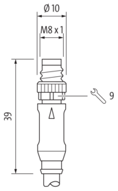 Murr M8 male 0° with cable, straight M8, 3-pole, 10m