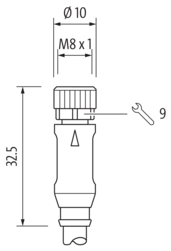 Murr M8 female 0° with cable, straight, 3-pole, 5m