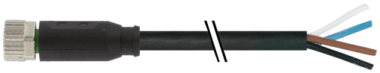 Murr M8 female 0°, A-code with cable, 4-pole, black, 5m