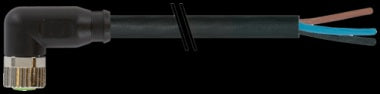 Murr M8 female 90°, A-code with cable, 3-pole, black, 5m