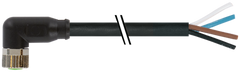 Murr M8 female 90°, A-code with cable, 4-pole, black, 5m