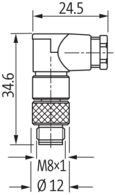 Murr M8 Male 90°, field wireable (solder pins), 3-pole