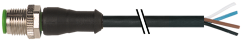 Murr M12 male 0, A-code with cable, 4-pole, black, 5m Murrelektronik