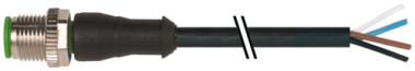 Murr M12 male 0°, A-code with cable, 4-pole, black, 3m