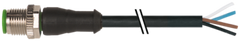 Murr M12 male 0°, A-code with cable, 4-pole, 0.3m