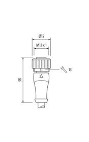Murr M12 female 0°, A-code, 4-pole, black, 5m
