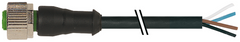 Murr M12 female 0°, A-code with cable, 4-pole, black, 15m