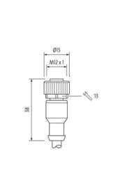 Murr M12 female 0° Led, straight, 3-pole, 5m
