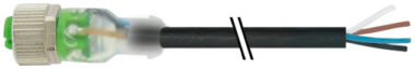 Murr M12 female 0°, A-code with cable, 4-pole, black, 5m