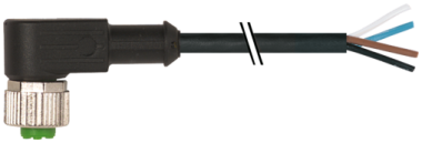 Murr M12 female 90°, A-code with cable, black, 4-pole, 10m Murrelektronik