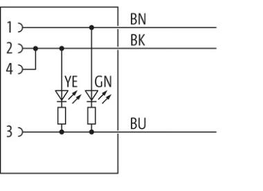 Murr M12 female 90° with cable LED, 4-pole, 10m