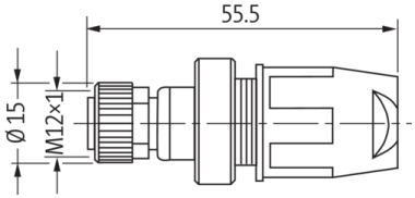 Murr M12 Connector, female 0°, 3-pole, c/s 0.5 - 1mm²