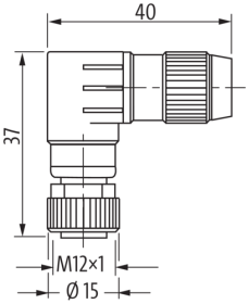 Murr IDC terminal, M12 female 90Â°, 4-pole, c/s 0.25-0.5mmÂ²