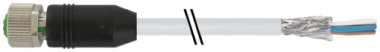 Murr M12 female 0°, A-code with cable, shielded, grey, 4-pole, 1m