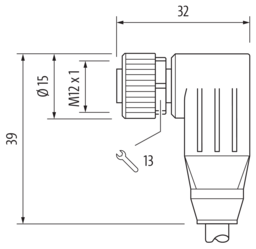 Murr M12 female 90°, A-code with cable, 5-pole, violet, 5m