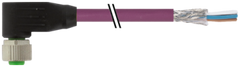 Murr M12 female 90°, A-code with cable, 5-pole, violet, 5m Murrelektronik