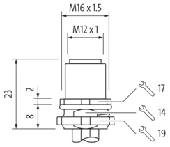 Murr Receptacle, M12 female, 4-pole, 0.2m