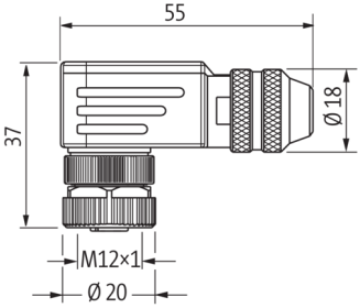 Murr Screw terminal, M12 Fem, 90Â°, 5P, B-cod Ã˜ 6-8mm